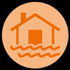 house and flood waves line icon orange