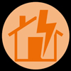 lightning bolt and house line icon in orange